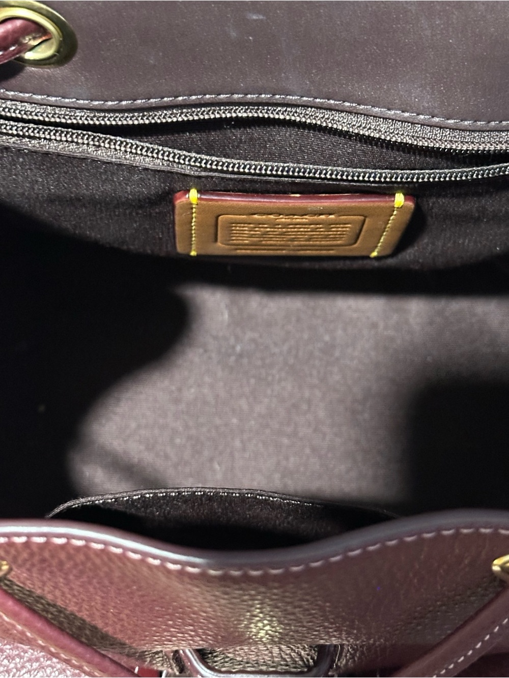 Coach Hadley Backpack Pebble Leather Gold Dark Wine - Picture 8 of 12